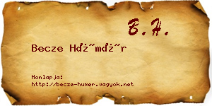 Becze Hümér névjegykártya